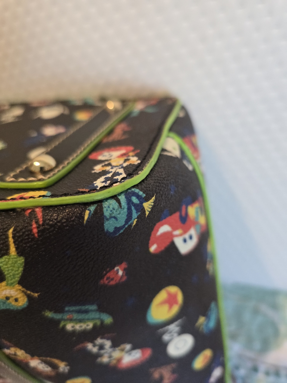 Dooney & Bourke Black Toy Story Print Tote with Neon Green Trim - Picture 10 of 14